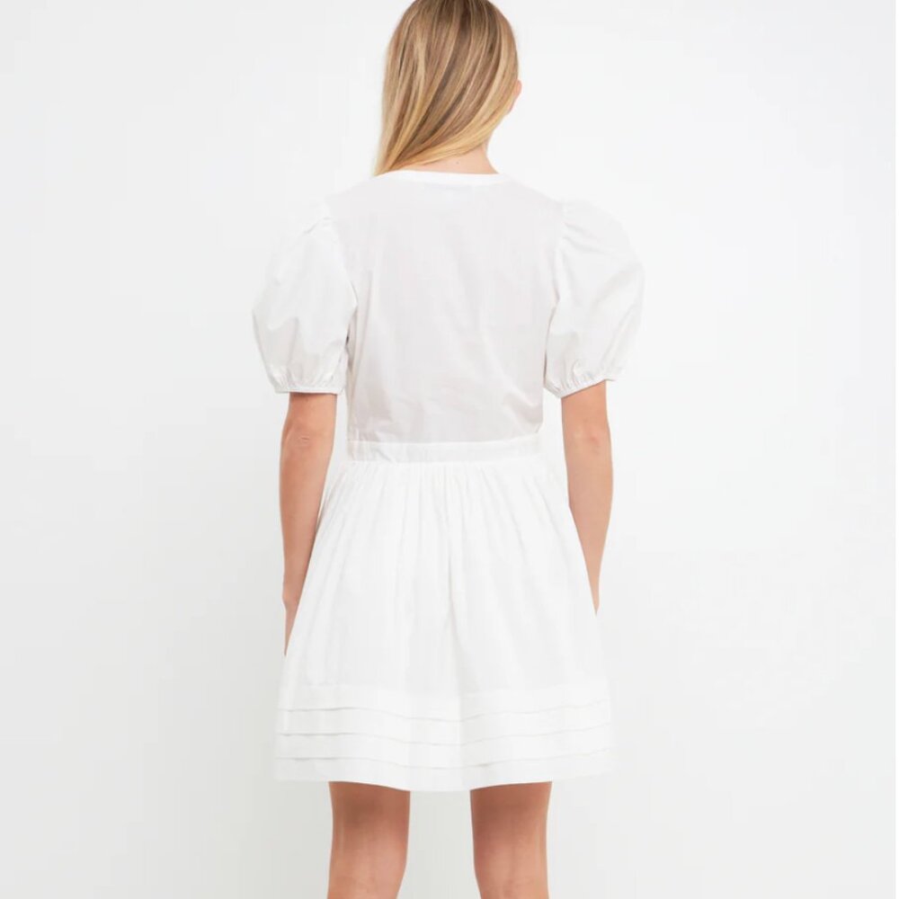 NWT English Factory White Poplin Bib Fit & Flare Dress - Picture 3 of 8